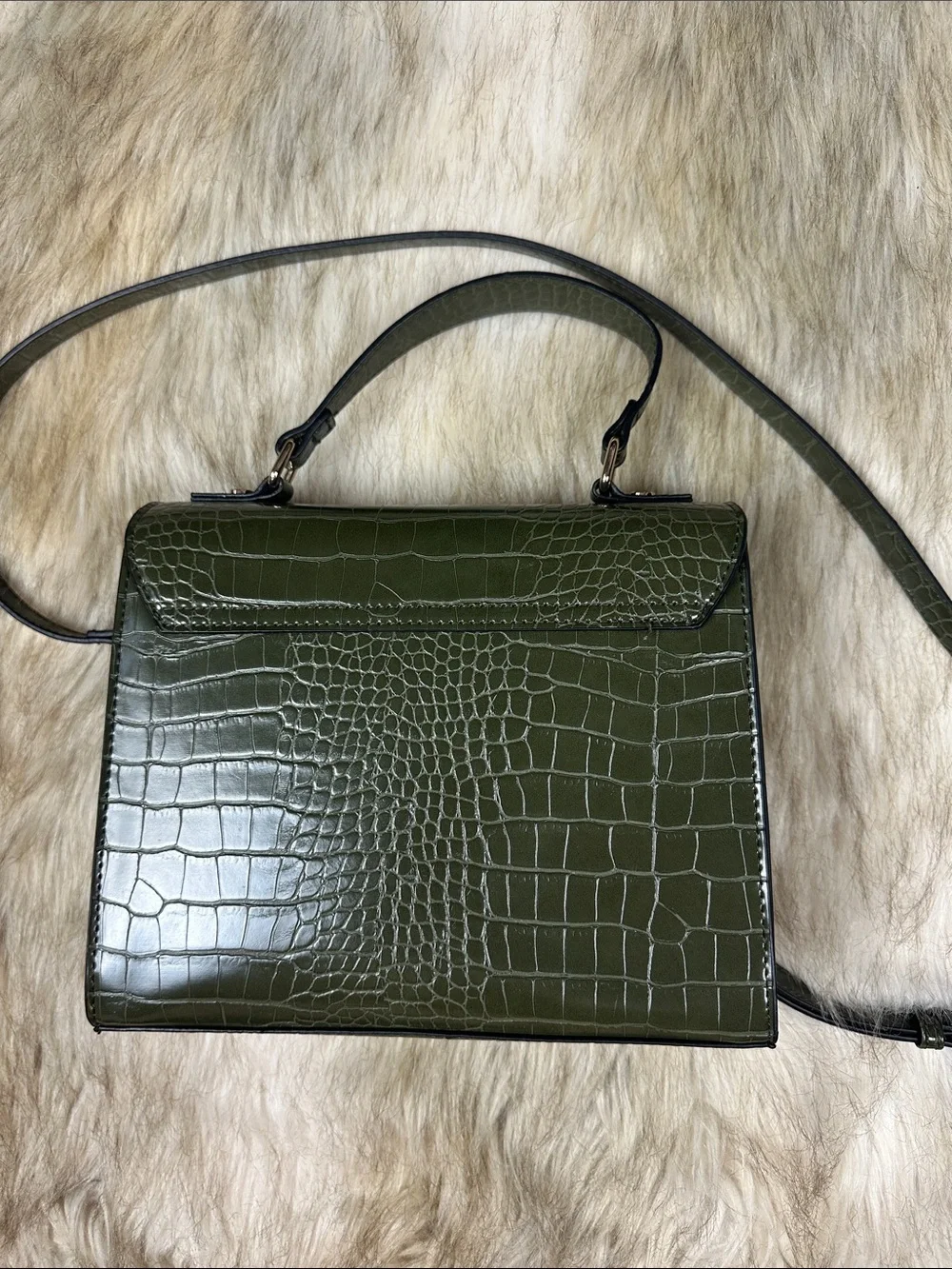 Dune London Olive Green Croc Embossed Crossbody Bag + Matching Coin Pouch NWOT
